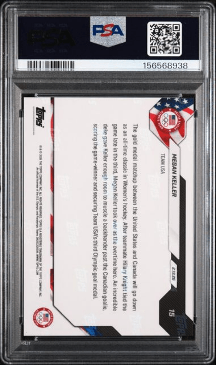 Graded 2026 Topps Now Olympics Megan Keller #15 Hockey Card PSA 10 Gem Mint