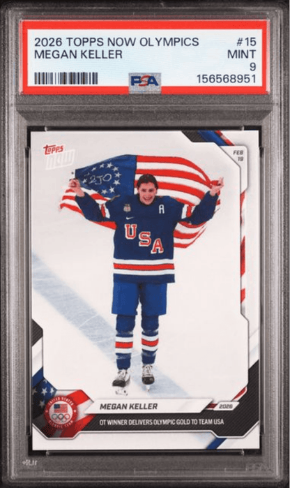 Graded 2026 Topps Now Olympics Megan Keller #15 Hockey Card PSA 9 Mint
