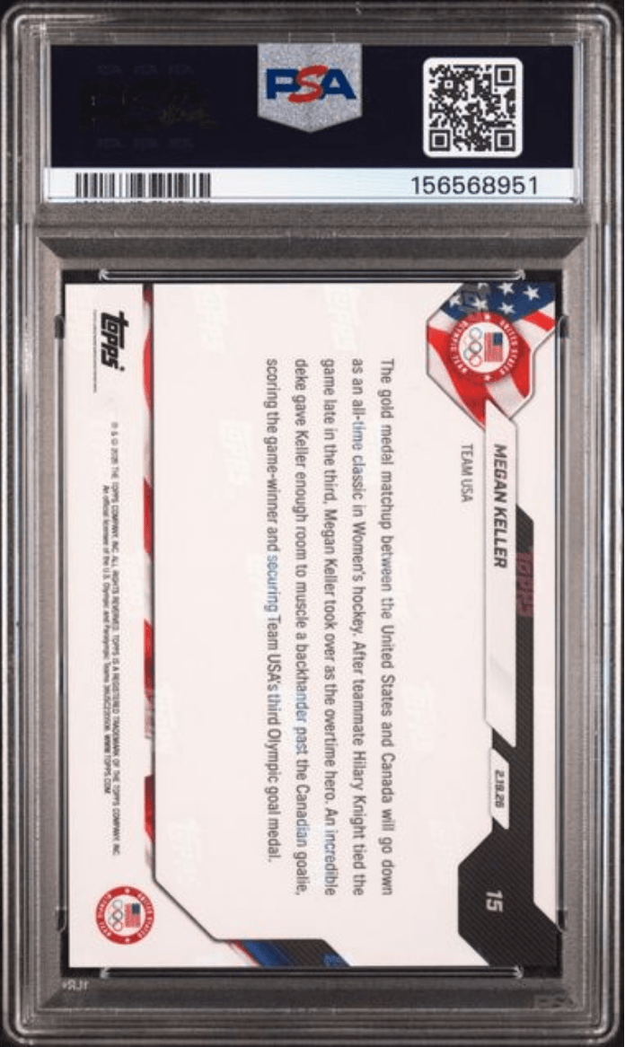 Graded 2026 Topps Now Olympics Megan Keller #15 Hockey Card PSA 9 Mint