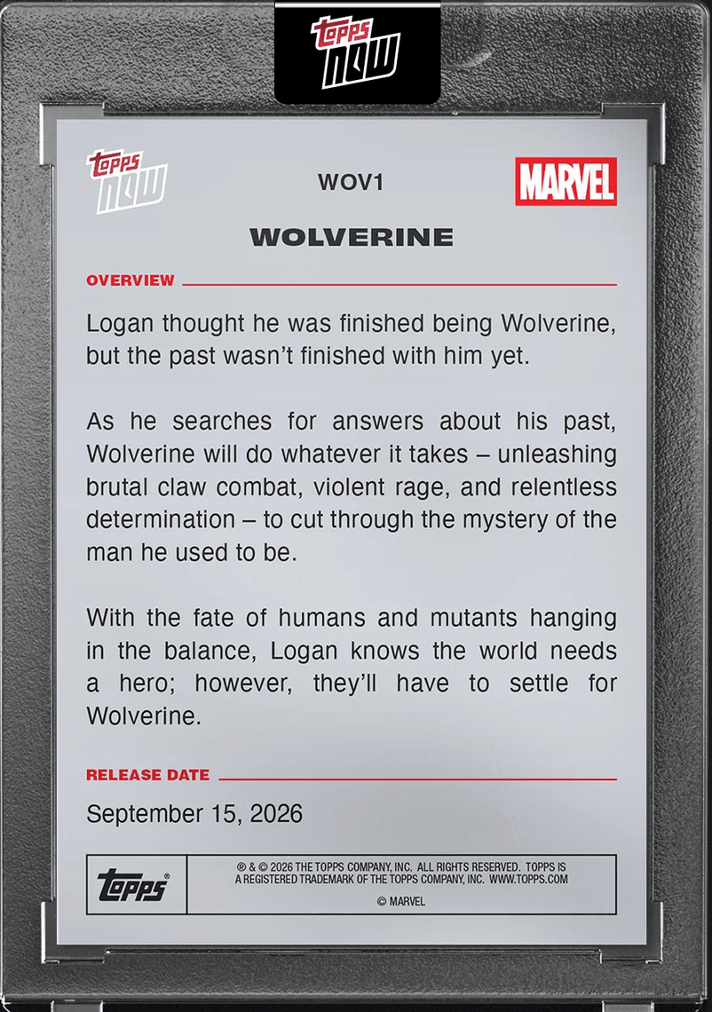 2026 Topps Now Marvel Wolverine #WOV1 Cover Art Card
