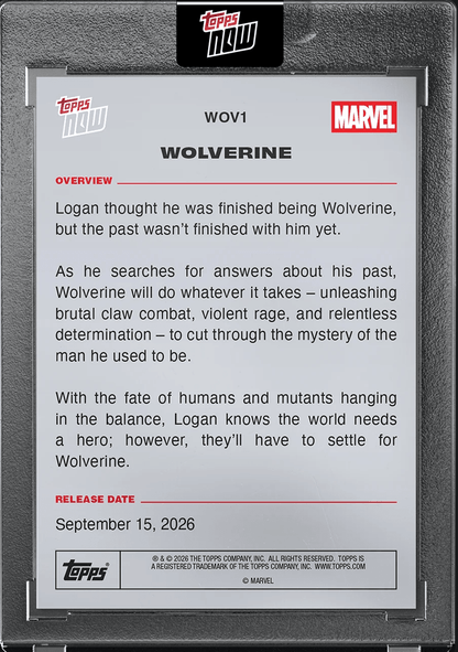 2026 Topps Now Marvel Wolverine #WOV1 Cover Art Card