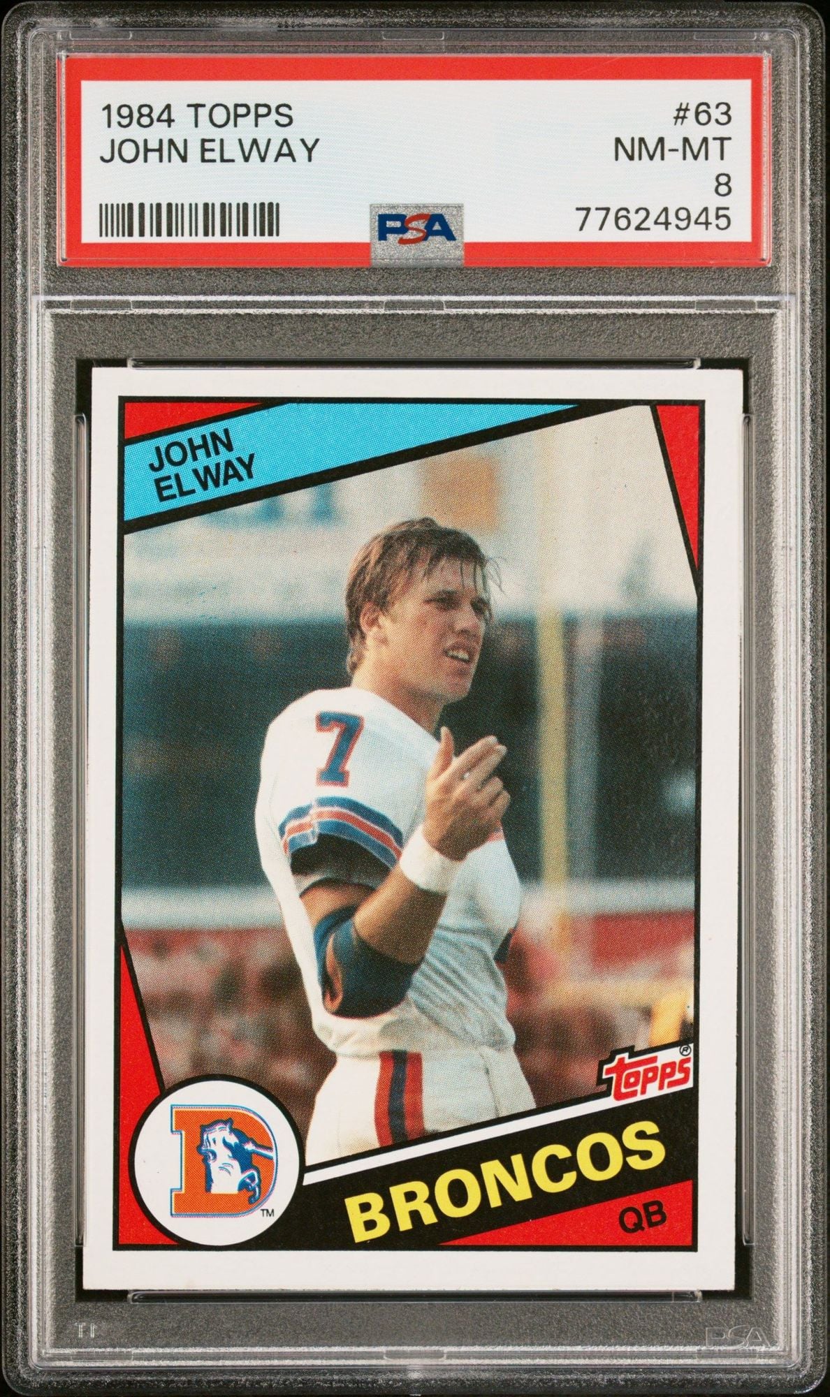 Graded 1984 Topps John Elway #63 Rookie RC Football Card PSA 8 NM-MT