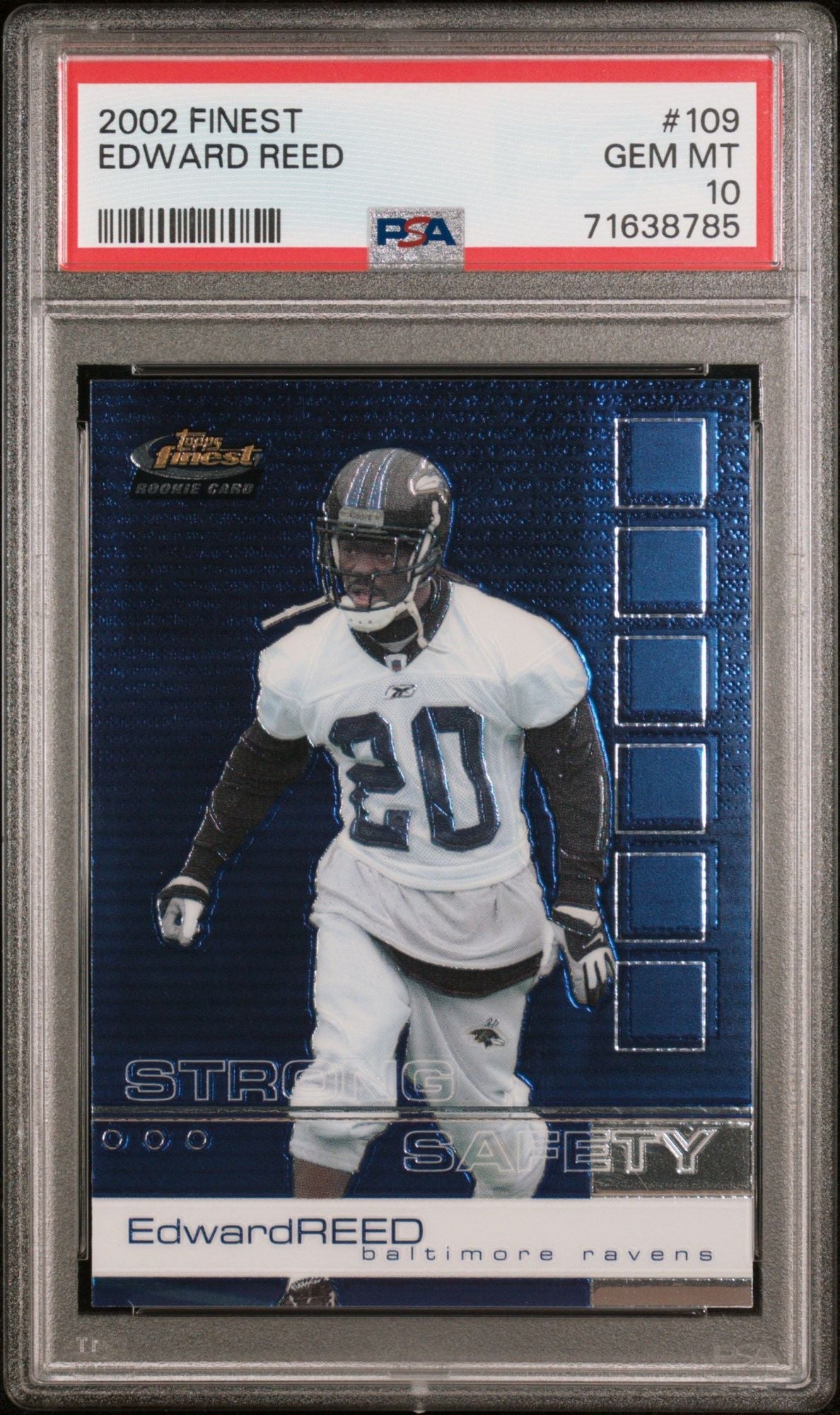 Graded 2002 Topps Finest Ed Reed #109 Rookie RC Football Card PSA 10 Gem Mint