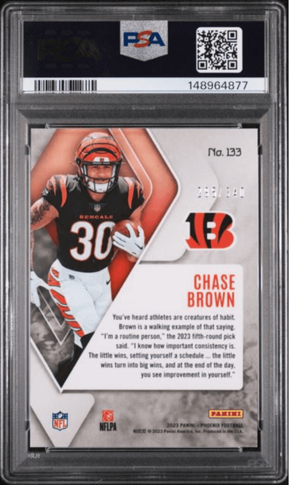 Graded 2023 Panini Phoenix Chase Brown #133 Fire Burst /340 Rookie RC Football Card PSA 10 Gem Mint