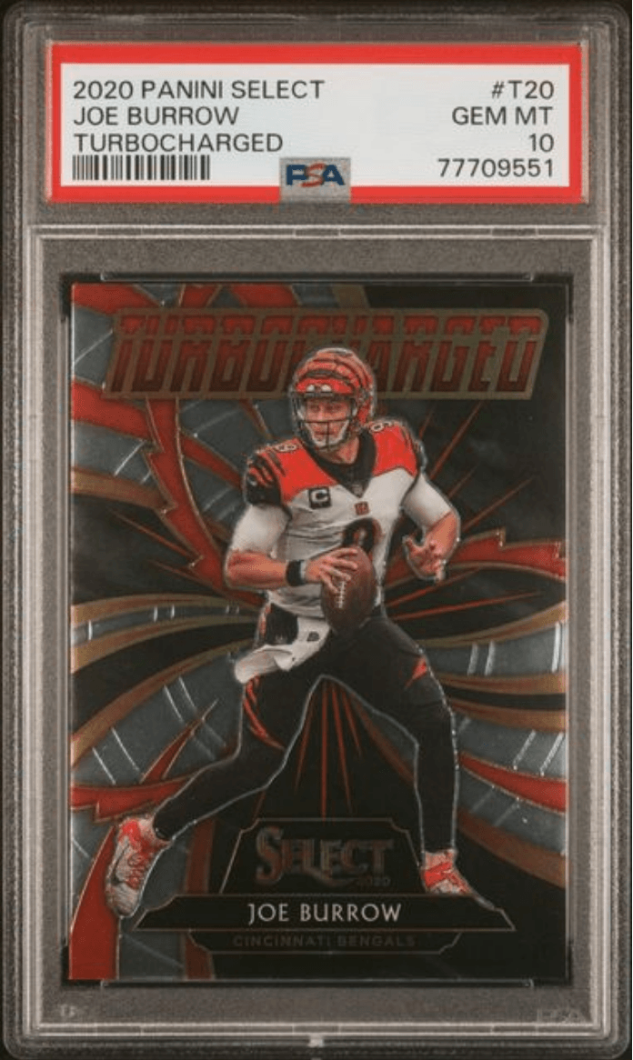Graded 2020 Panini Select Joe Burrow #T20 Turbocharged Rookie RC Football Card PSA 10 Gem Mint