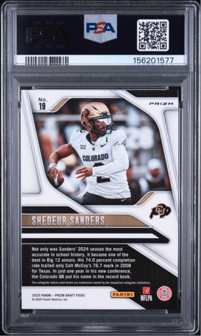 Graded 2025 Panini Prizm Draft Picks Shedeur Sanders #19 Purple Wave Rookie RC Football Card PSA 10 Gem Mint