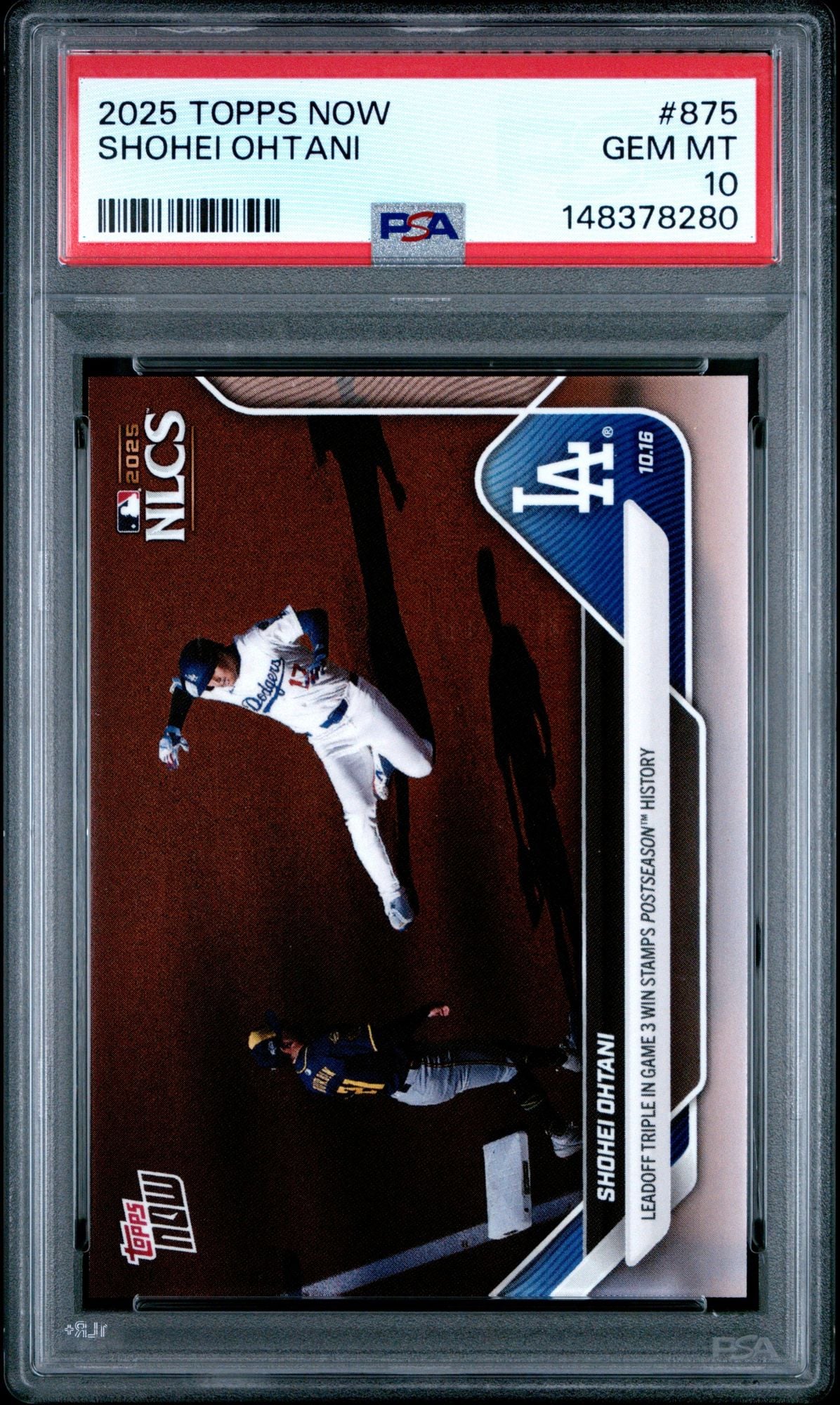 Graded 2025 Topps Now Shohei Ohtani #875 Leadoff Triple Baseball Card PSA 10 Gem Mint