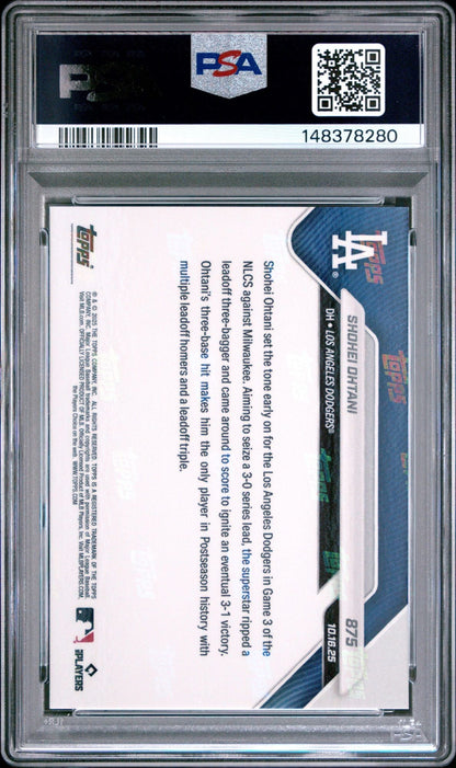 Graded 2025 Topps Now Shohei Ohtani #875 Leadoff Triple Baseball Card PSA 10 Gem Mint