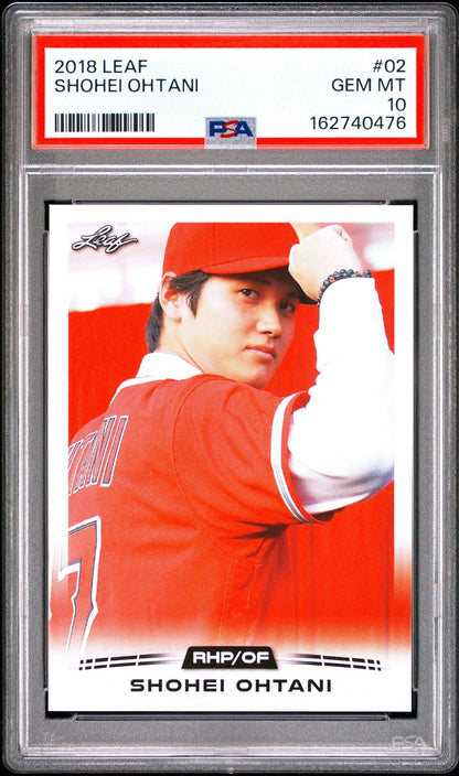 Graded 2018 Leaf Shohei Ohtani #02 Rookie RC Baseball Card PSA 10 Gem Mint