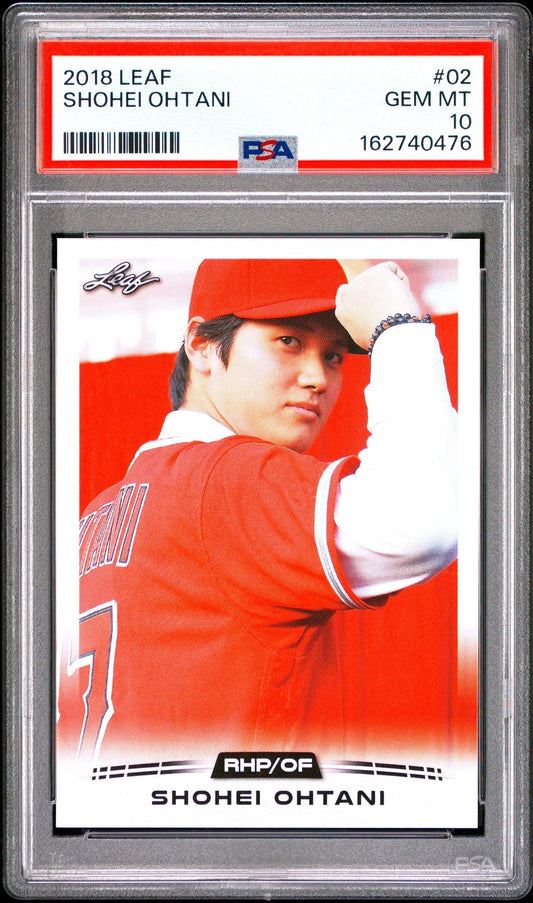Graded 2018 Leaf Shohei Ohtani #02 Rookie RC Baseball Card PSA 10 Gem Mint