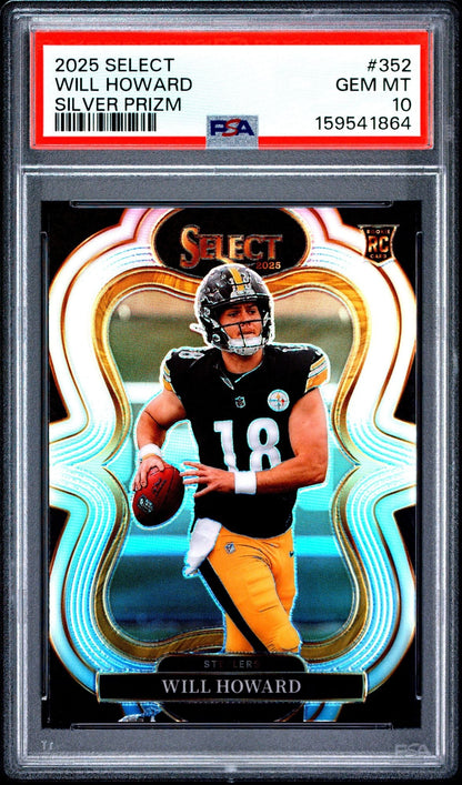 Graded 2025 Panini Select Will Howard #352 Silver Prizm Suite Level Rookie RC Football Card PSA 10 Gem Mint