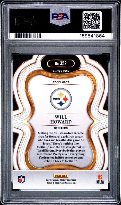 Graded 2025 Panini Select Will Howard #352 Silver Prizm Suite Level Rookie RC Football Card PSA 10 Gem Mint