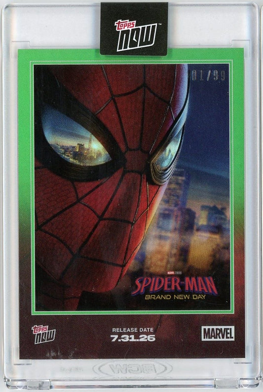 2026 Topps Now Marvel Spider-Man #SM01 Green Foil /99 Brand New Day Cover Art Card