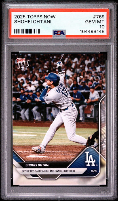 Graded 2025 Topps Now Shohei Ohtani #769 54th Home Run Baseball Card PSA 10 Gem Mint
