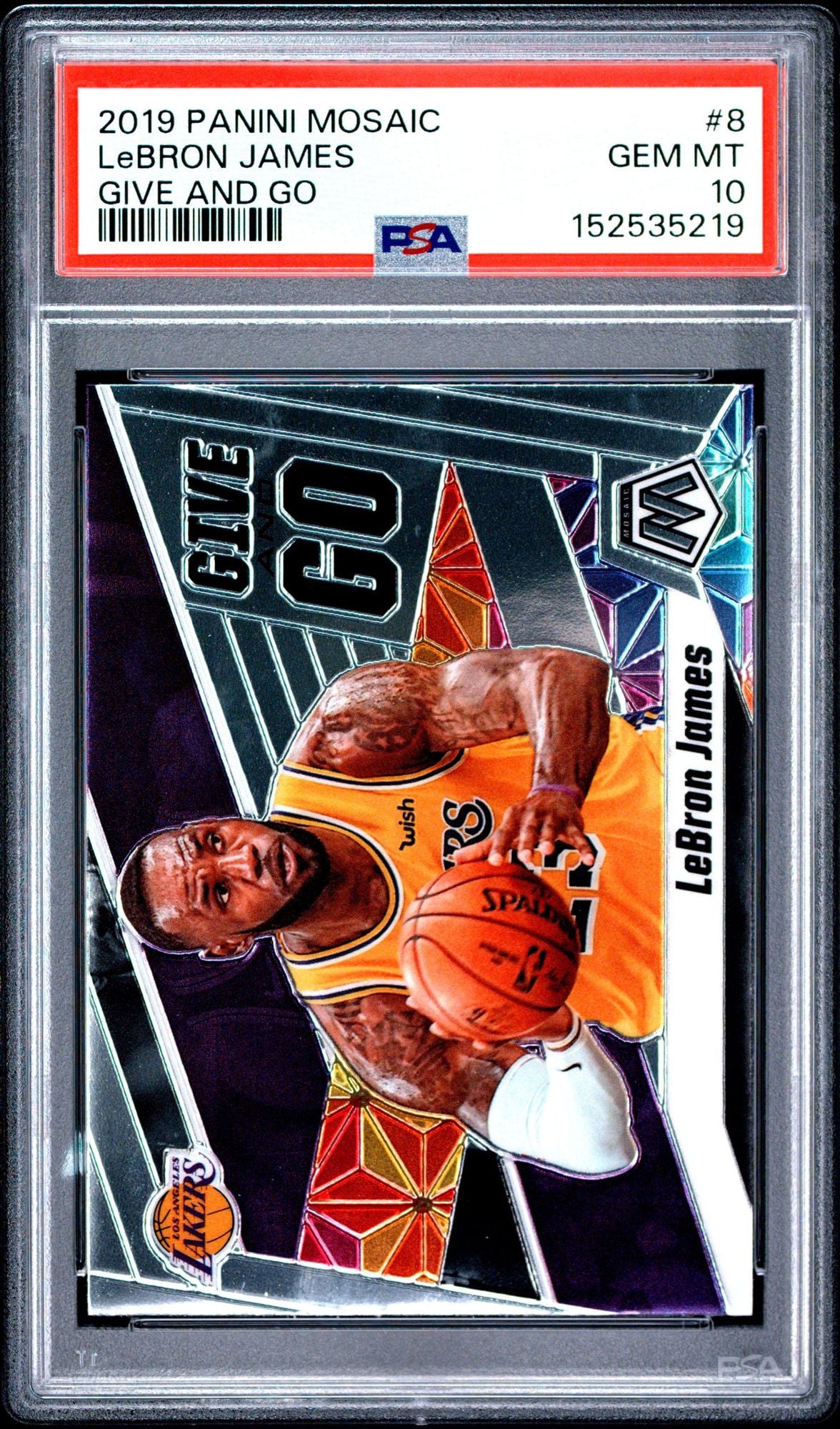 Graded 2019 Panini Mosaic LeBron James #8 Give and Go Basketball Card PSA 10 Gem Mint