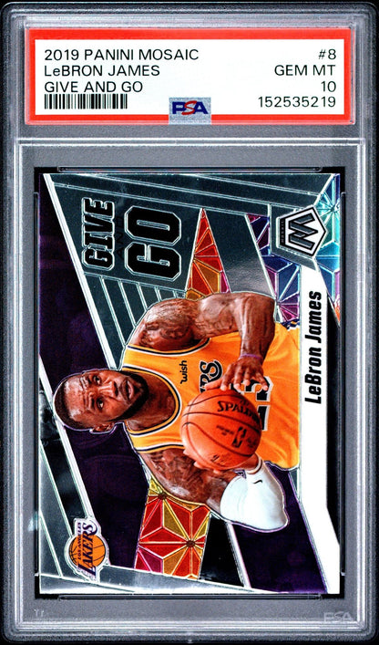 Graded 2019 Panini Mosaic LeBron James #8 Give and Go Basketball Card PSA 10 Gem Mint