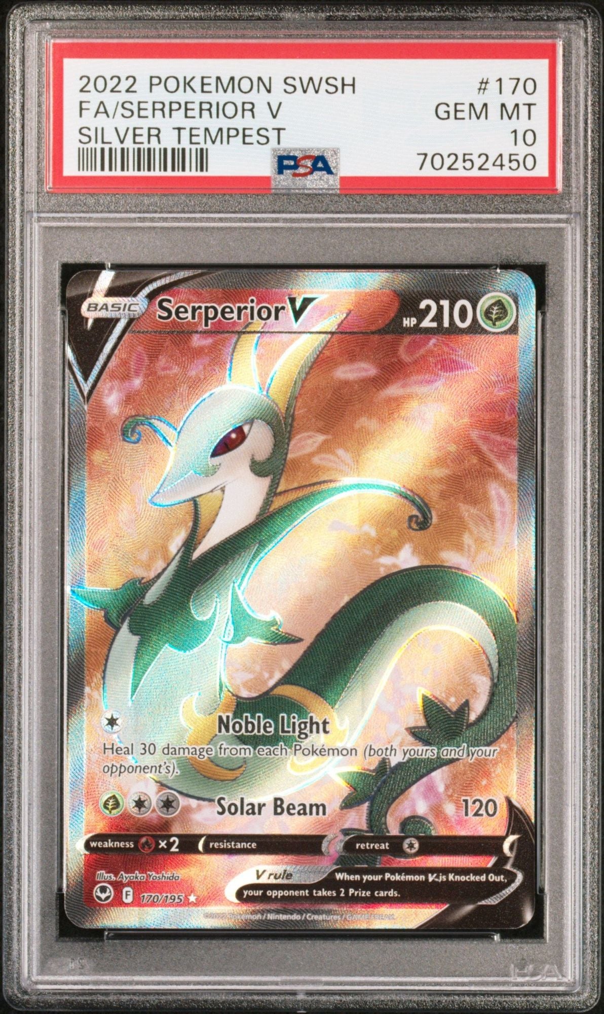 Graded 2022 Pokemon SWSH Serperior V #170 Silver Tempest Trading Card Game PSA 10 Gem Mint