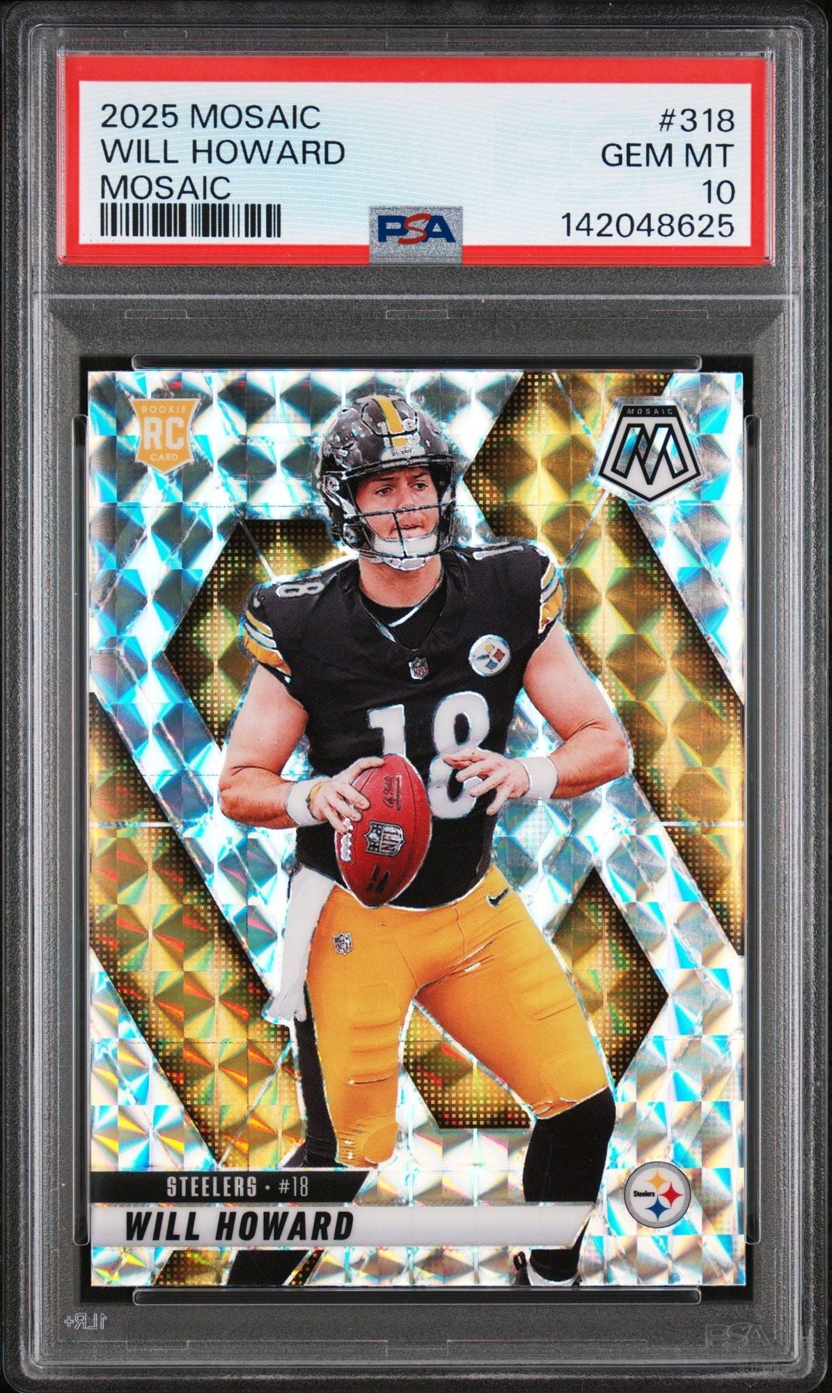 Graded 2025 Panini Mosaic Will Howard #318 Mosaic Rookie RC Football Card PSA 10 Gem Mint