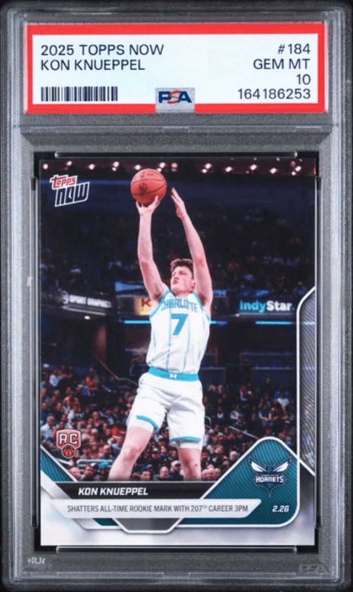 Graded 2025 Topps Now Kon Knueppel #184 Rookie RC Basketball Card PSA 10 Gem Mint