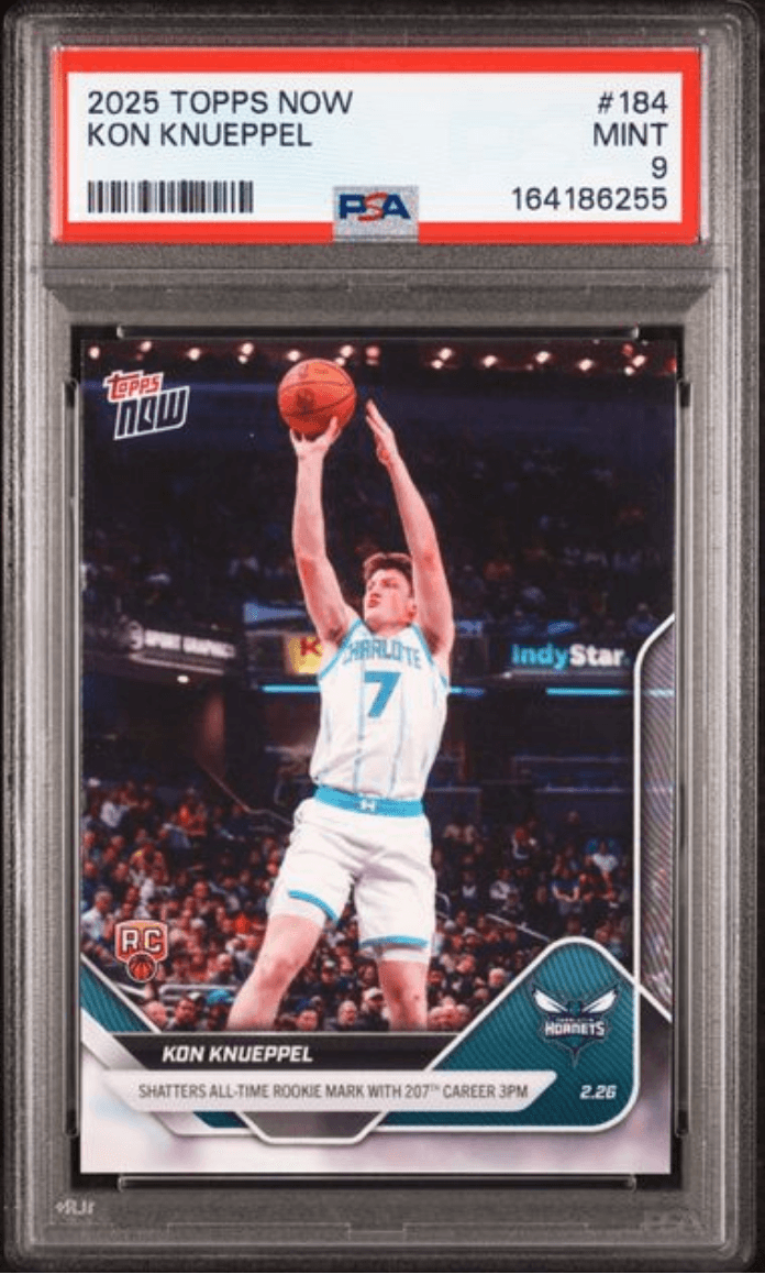 Graded 2025 Topps Now Kon Knueppel #184 Rookie RC Basketball Card PSA 9 Mint