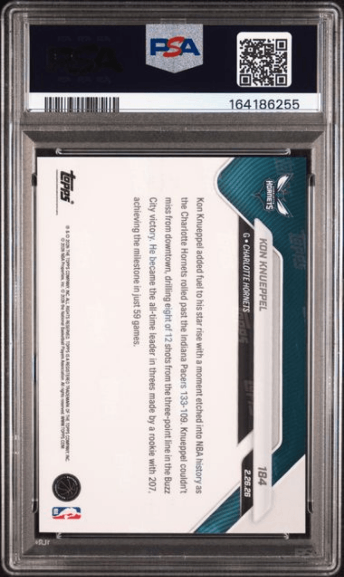 Graded 2025 Topps Now Kon Knueppel #184 Rookie RC Basketball Card PSA 9 Mint