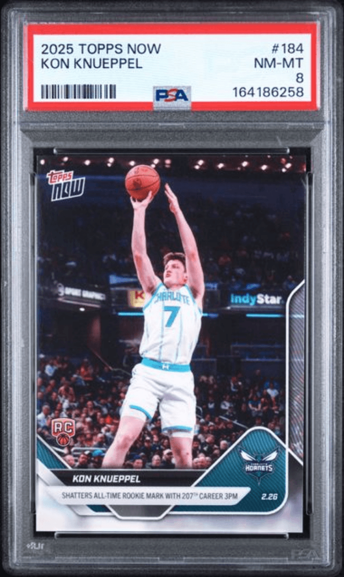 Graded 2025 Topps Now Kon Knueppel #184 Rookie RC Basketball Card PSA 8 Near Mint