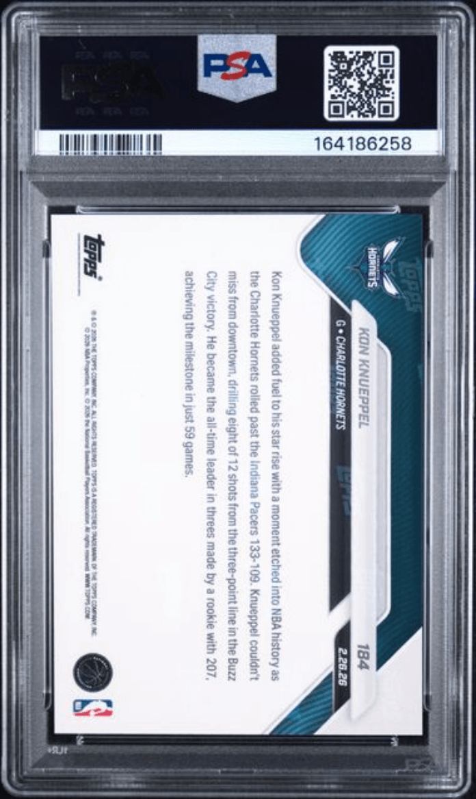 Graded 2025 Topps Now Kon Knueppel #184 Rookie RC Basketball Card PSA 8 Near Mint