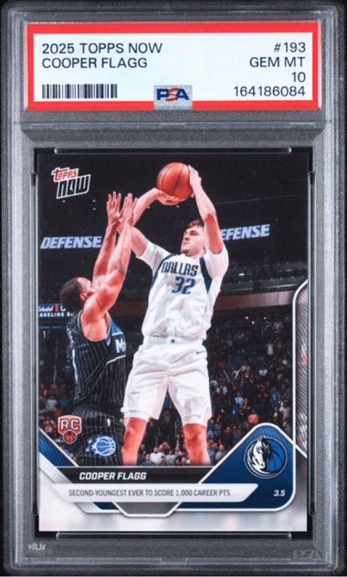 Graded 2025 Topps Now Cooper Flagg #193 Rookie RC Basketball Card PSA 10 Gem Mint
