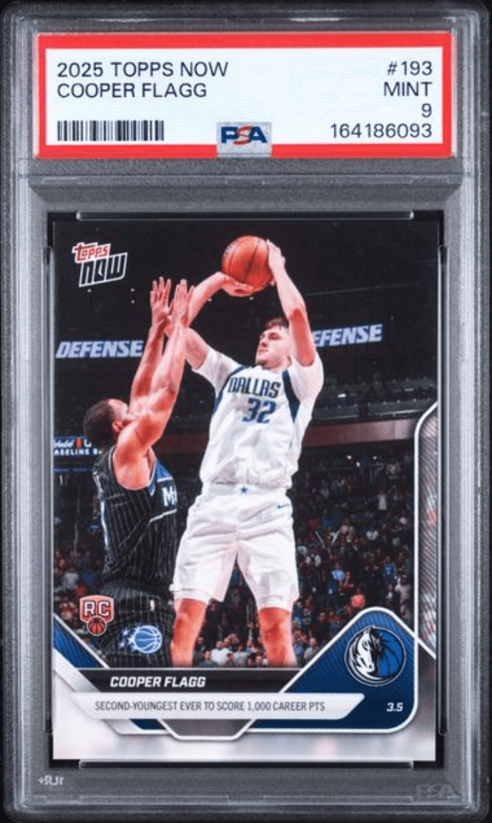 Graded 2025 Topps Now Cooper Flagg #193 Rookie RC Basketball Card PSA 9 Mint