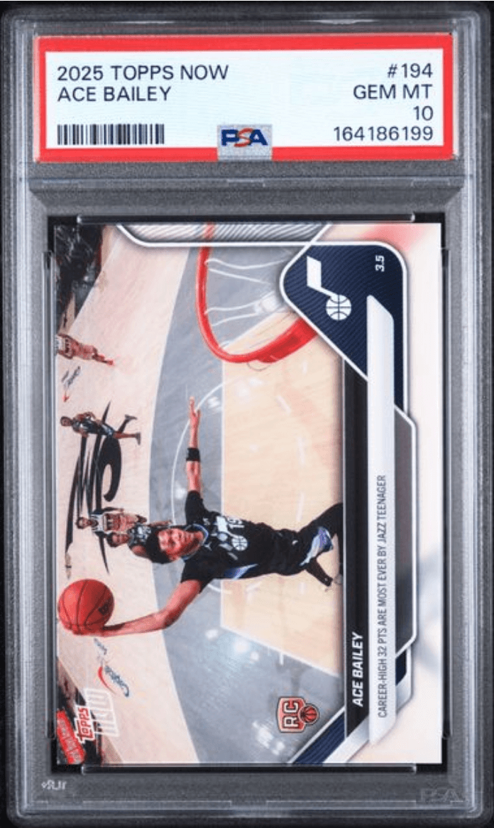Graded 2025 Topps Now Ace Bailey #194 Rookie RC Basketball Card PSA 10 Gem Mint