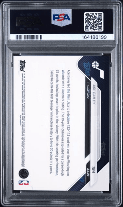 Graded 2025 Topps Now Ace Bailey #194 Rookie RC Basketball Card PSA 10 Gem Mint