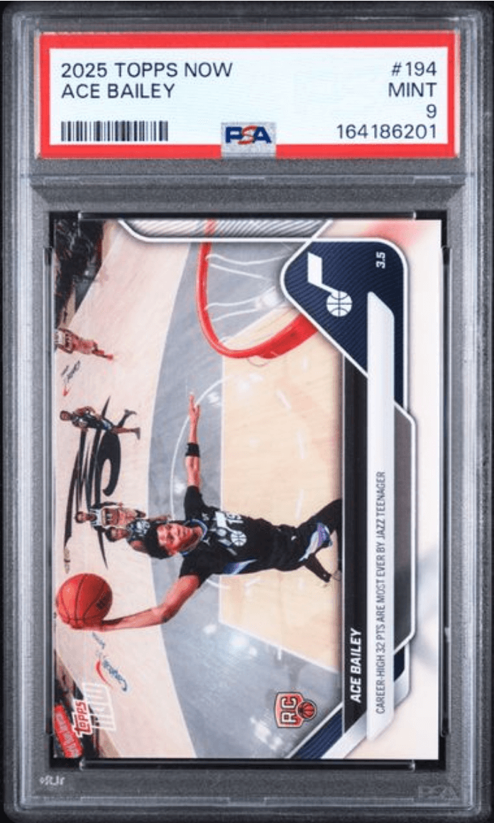 Graded 2025 Topps Now Ace Bailey #194 Rookie RC Basketball Card PSA 9 Mint