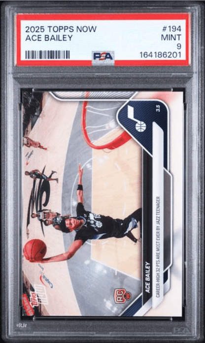 Graded 2025 Topps Now Ace Bailey #194 Rookie RC Basketball Card PSA 9 Mint