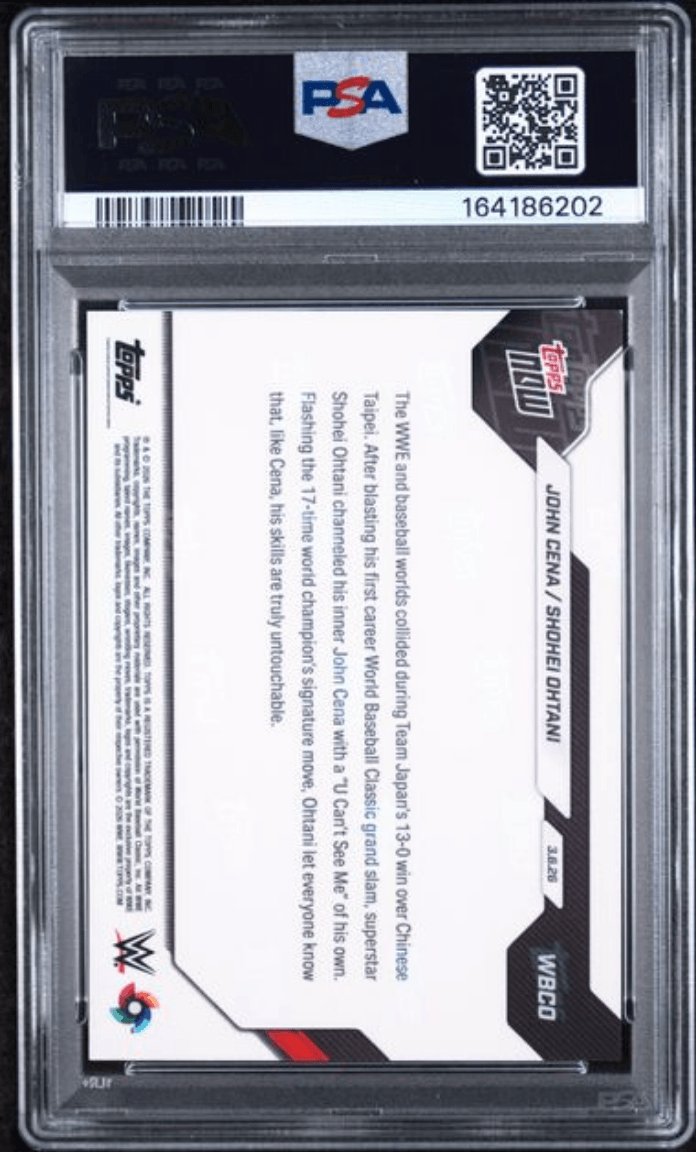 Graded 2026 Topps Now WBC John Cena/Shohei Ohtani #WBCO Baseball Card PSA 10 Gem Mint