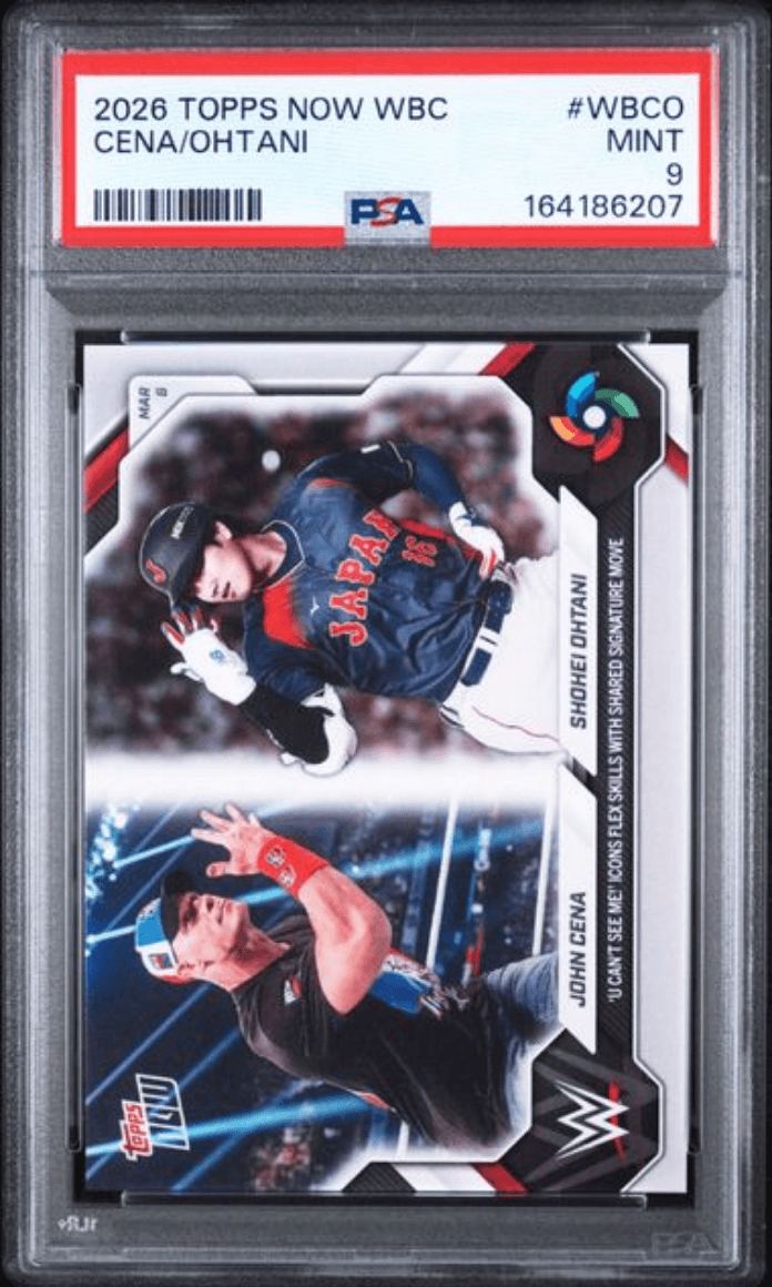 Graded 2026 Topps Now WBC John Cena/Shohei Ohtani #WBCO Baseball Card PSA 9 Mint