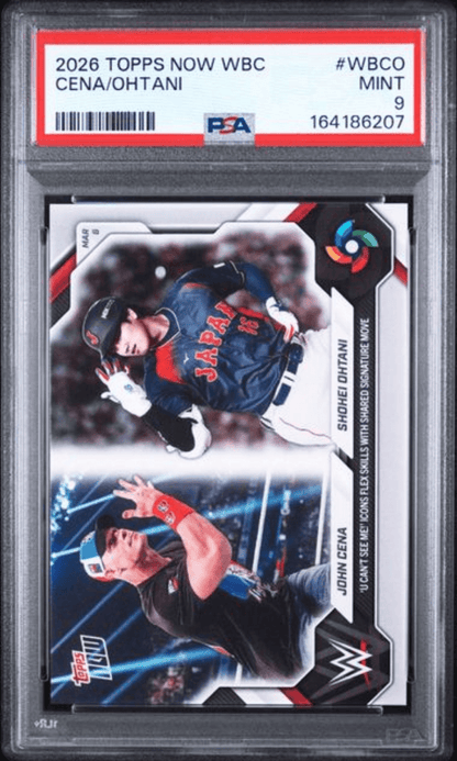 Graded 2026 Topps Now WBC John Cena/Shohei Ohtani #WBCO Baseball Card PSA 9 Mint
