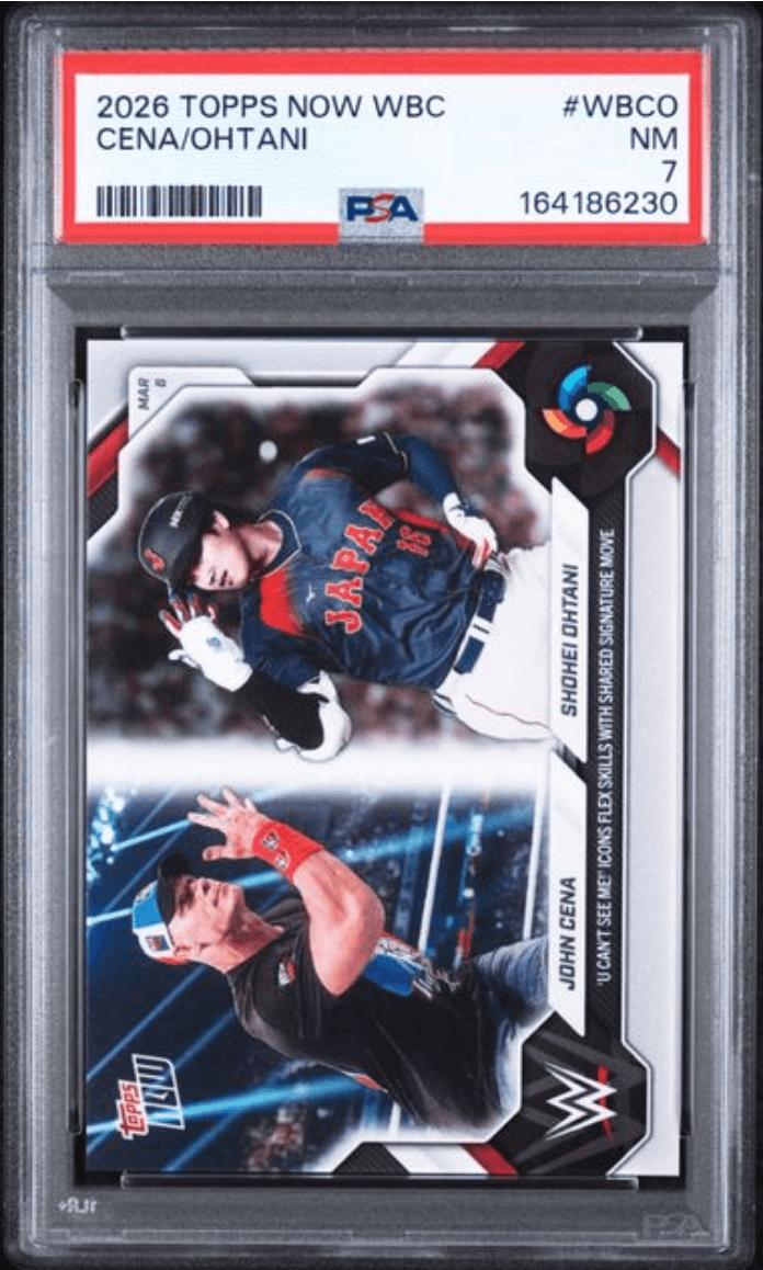 Graded 2026 Topps Now WBC John Cena/Shohei Ohtani #WBCO Baseball Card PSA 7 Near Mint