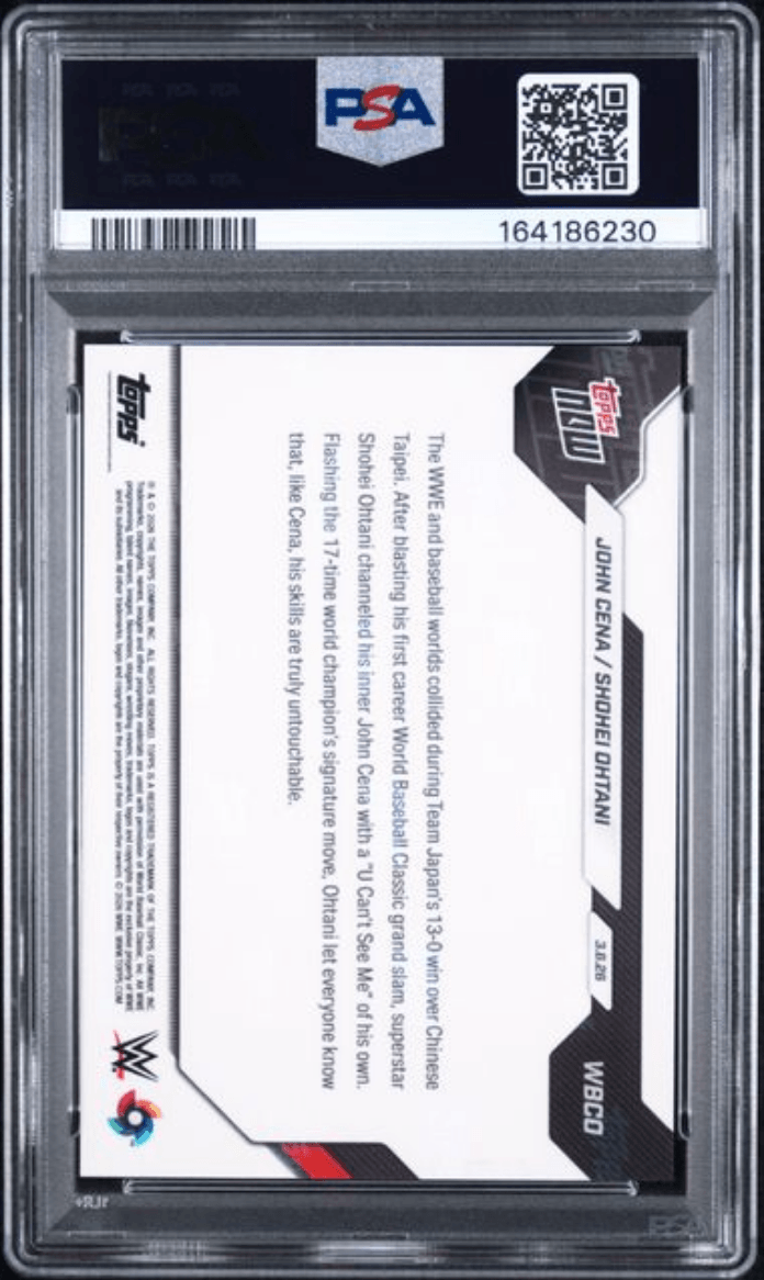 Graded 2026 Topps Now WBC John Cena/Shohei Ohtani #WBCO Baseball Card PSA 7 Near Mint