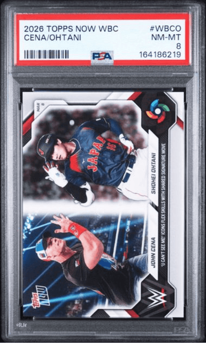 Graded 2026 Topps Now WBC John Cena/Shohei Ohtani #WBCO Baseball Card PSA 8 Near Mint