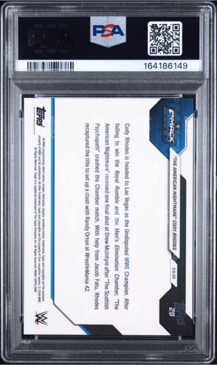 Graded 2026 Topps Now WWE Cody Rhodes #29 Wrestling Card PSA 10 Gem Mint