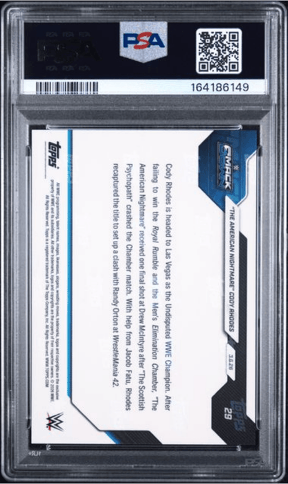 Graded 2026 Topps Now WWE Cody Rhodes #29 Wrestling Card PSA 10 Gem Mint