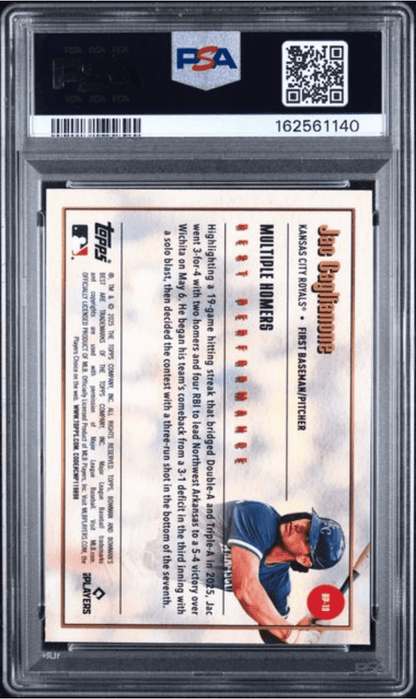 Graded 2025 Topps Bowmans Best Jac Caglianone #BP13 Best Performance Rookie RC Baseball Card PSA 10 Gem Mint
