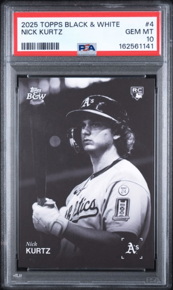 Graded 2025 Topps Black & White Nick Kurtz #4 Rookie RC Baseball Card PSA 10 Gem Mint