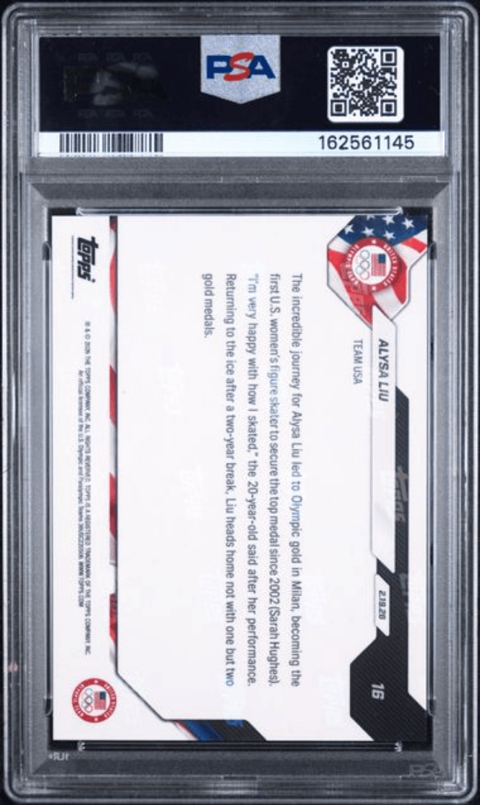 Graded 2026 Topps Now Olympics Alysa Liu #16 Figure Skating Card PSA 10 Gem Mint