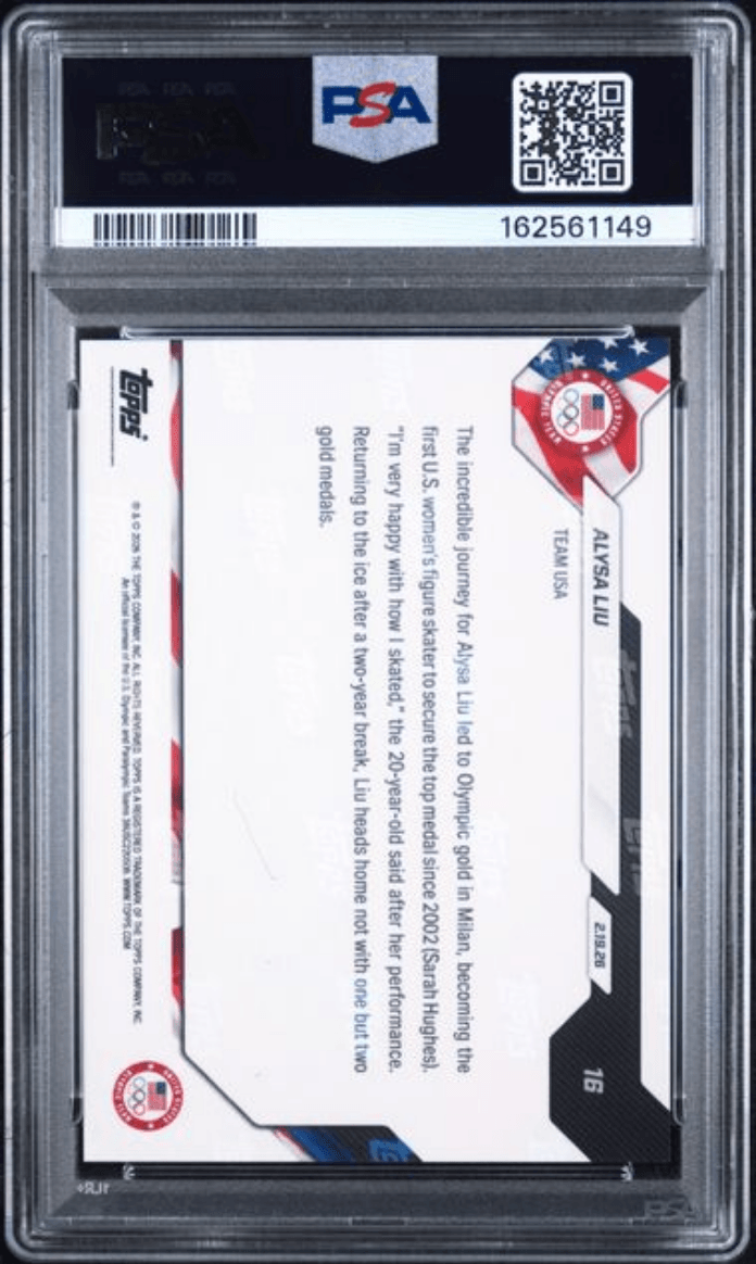 Graded 2026 Topps Now Olympics Alysa Liu #16 Figure Skating Card PSA 9 Mint