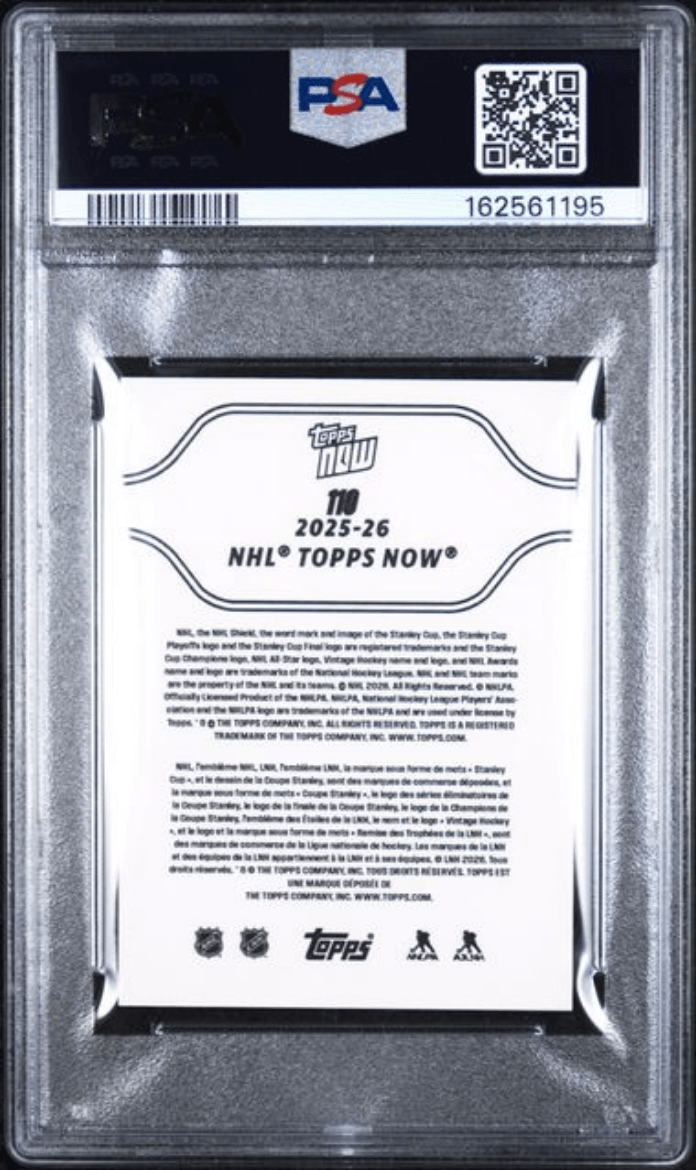 Graded 2025 Topps Now Matthew Schaefer #110 Rookie RC Hockey Card PSA 9 Mint