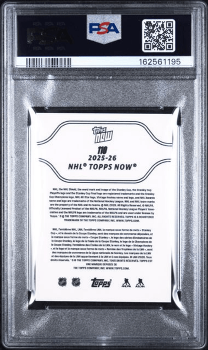 Graded 2025 Topps Now Matthew Schaefer #110 Rookie RC Hockey Card PSA 9 Mint