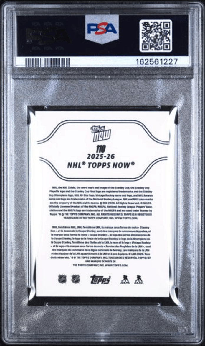 Graded 2025 Topps Now Matthew Schaefer #110 Rookie RC Hockey Card PSA 6 EX Mint