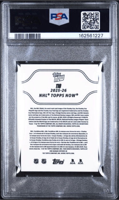 Graded 2025 Topps Now Matthew Schaefer #110 Rookie RC Hockey Card PSA 6 EX Mint