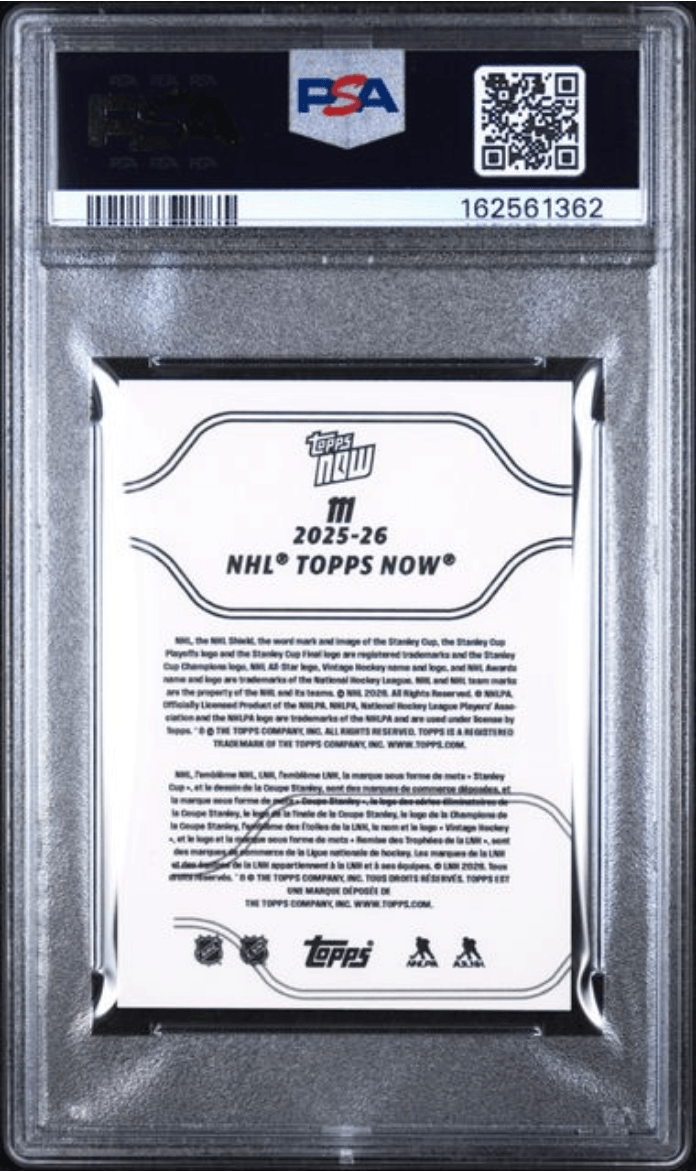 Graded 2025 Topps Now Matthew Schaefer #111 Rookie RC Hockey Card PSA 8 Near Mint